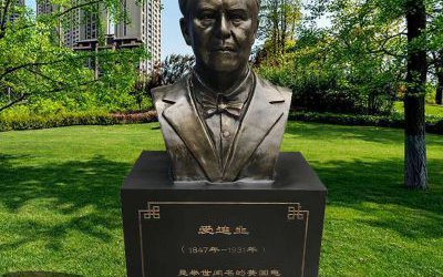 校園名人玻璃鋼仿銅西方人物愛迪生雕塑