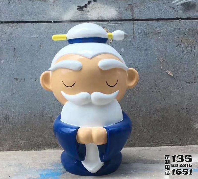 商業街擺放玻璃鋼卡通老人公仔雕塑 商業街擺放玻璃鋼卡通老人公仔雕塑