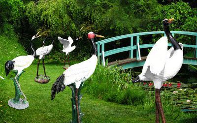 戶外園林景觀裝飾品玻璃鋼仿真仙鶴雕塑