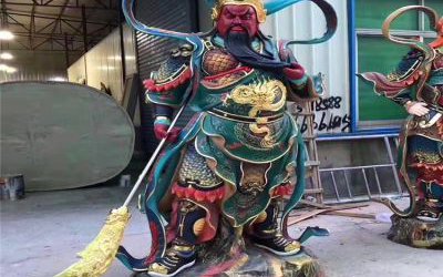 玻璃鋼彩繪大型景觀寺廟神佛關公雕塑