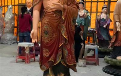 寺廟玻璃鋼彩繪創意三圣佛雕塑