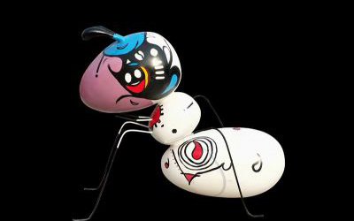 學校兒童彩繪玻璃鋼螞蟻雕塑