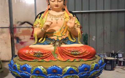 景區(qū)玻璃鋼彩繪寺廟供奉神佛三圣雕塑