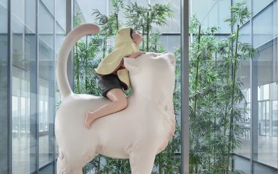 室內創意玻璃鋼卡通貓雕塑