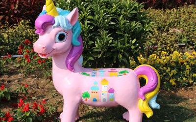 園林景觀仿真手繪彩虹馬動物座椅玻璃鋼雕塑