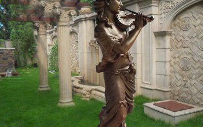 別墅玻璃鋼仿銅景觀雕塑西方美女雕塑