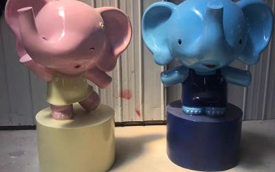 幼兒園玻璃鋼彩繪卡通擺件裝飾品大象雕塑