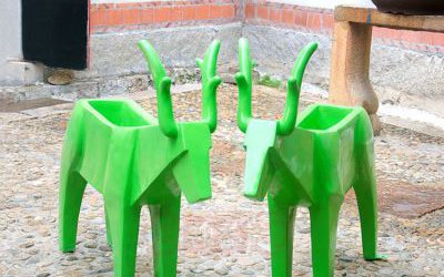 花園創意玻璃鋼幾何動物花盆雕塑