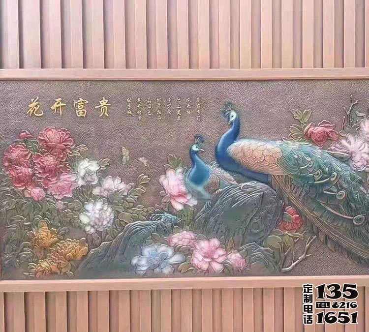 大型室內擺放的玻璃鋼仿銅浮雕影壁孔雀雕塑 大型室內擺放的玻璃鋼仿銅浮雕影壁孔雀雕塑