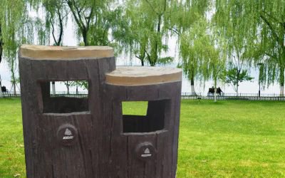 玻璃鋼創意樹木戶外園林垃圾桶雕塑