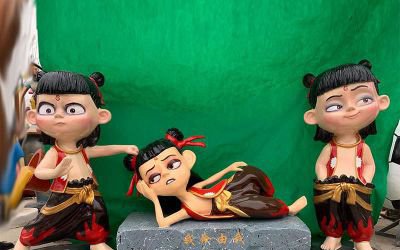 玻璃鋼公園游樂(lè)場(chǎng)卡通哪吒雕塑