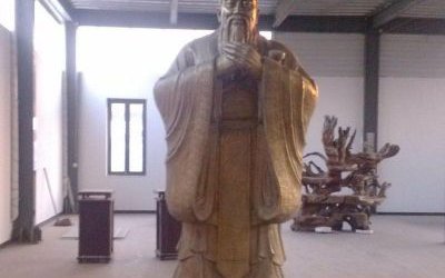 學院園林仿銅玻璃鋼道家創(chuàng)始人老子雕塑