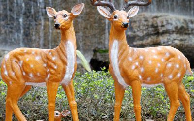 戶(hù)外田園玻璃鋼仿真彩繪梅花鹿雕塑