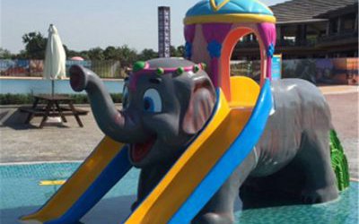 游樂場創(chuàng)意滑梯玻璃鋼大象雕塑