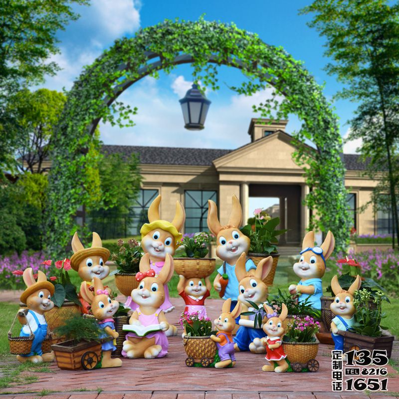 景區(qū)玻璃鋼卡通彩繪園林兔子雕塑 景區(qū)玻璃鋼卡通彩繪園林兔子雕塑