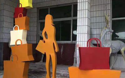 玻璃鋼抽象購(gòu)物女郎商場(chǎng)人物美陳擺件雕塑