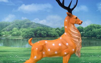 戶外大型仿真動物景觀玻璃鋼梅花鹿雕塑