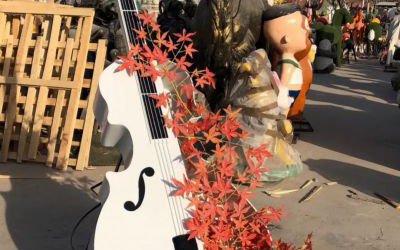 戶外創意玻璃鋼仿真白色大提琴雕塑