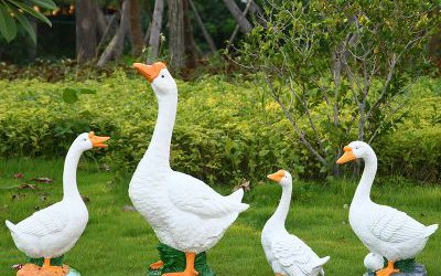 公園綠地草坪玻璃鋼仿真動物天鵝雕塑
