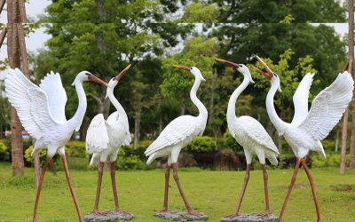 玻璃鋼公園草坪景觀仿真仙鶴雕塑