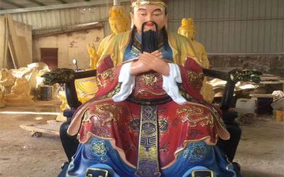 大型玻璃鋼樹脂彩繪寺廟供奉三官雕塑