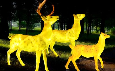 梅花鹿發光雕塑擺件