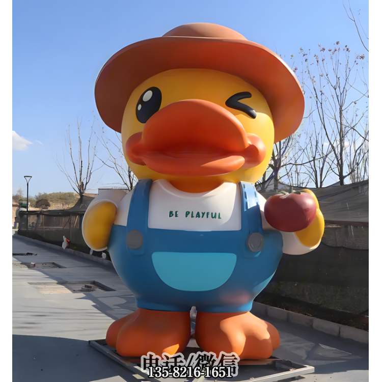 穿背帶褲戴禮帽的卡通鴨子公仔 穿背帶褲戴禮帽的卡通鴨子公仔