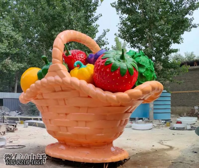 玻璃鋼果蔬菜籃子景觀雕塑 玻璃鋼果蔬菜籃子景觀雕塑